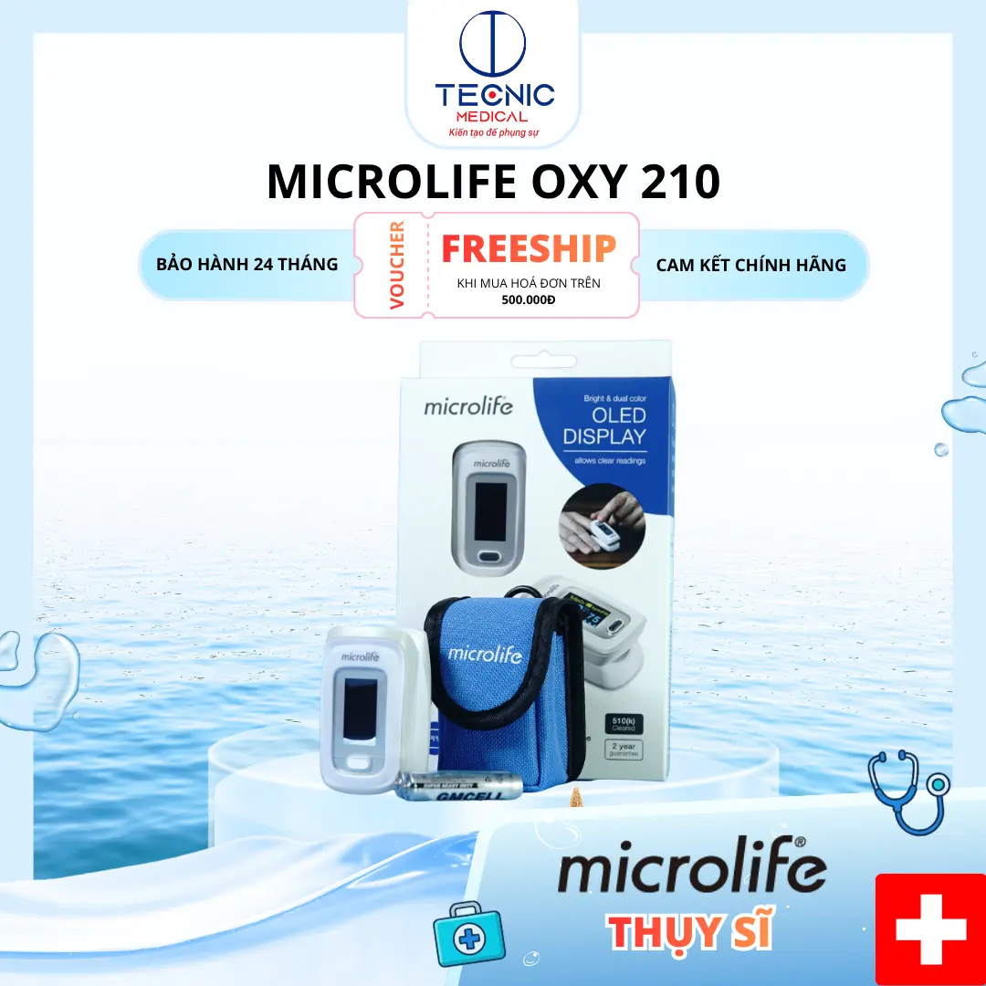 Máy Đo Nồng Độ Oxy Máu SpO₂ Đo 3 Chỉ Số & Cảnh Báo Bất Thường – Microlife OXY 210